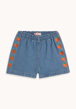 Tinycottons pantaloni scurti din bumbac pentru copii STRAWBERRIES WOVEN SHORT cu imprimeu, SS25-249 imagine