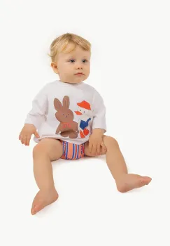 Tinycottons tricou bebe READERS GRAPHIC BABY TEE culoarea bej, cu imprimeu, SS25-087 imagine