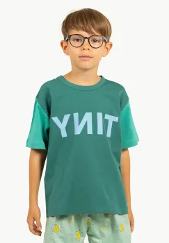 Tinycottons tricou de bumbac pentru copii COLOR BLOCK TEE culoarea verde, cu imprimeu, SS25-159 imagine