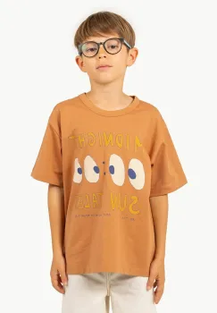 Tinycottons tricou de bumbac pentru copii MIDNIGHT GRAPHIC TEE culoarea maro, cu imprimeu, SS25-093 imagine