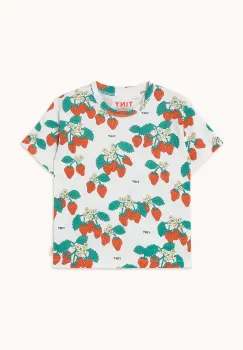 Tinycottons tricou de bumbac pentru copii STRAWBERRIES TEE culoarea bej, cu imprimeu, SS25-001 imagine