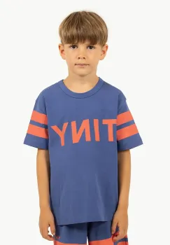 Tinycottons tricou de bumbac pentru copii STRIPES LOGO TEE culoarea albastru marin, cu imprimeu, SS25-137 imagine