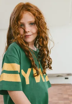 Tinycottons tricou de bumbac pentru copii STRIPES LOGO TEE culoarea verde, cu imprimeu, SS25-137 imagine