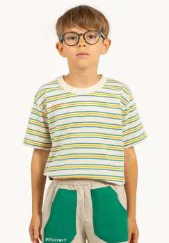 Tinycottons tricou de bumbac pentru copii STRIPES MULTICOLOR TEE culoarea bej, modelator, SS25-122 imagine