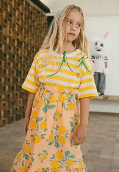 Tinycottons tricou de bumbac pentru copii STRIPES TEE culoarea galben, modelator, SS25-111 imagine