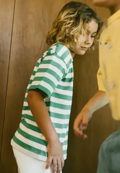Tinycottons tricou de bumbac pentru copii STRIPES TEE culoarea verde, modelator, SS25-111 imagine