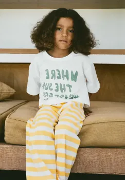 Tinycottons tricou de bumbac pentru copii THE SUN GRAPHIC CROP TEE culoarea bej, SS25-092 imagine