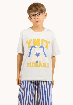 Tinycottons tricou de bumbac pentru copii TINY LEAGUE GRAPHIC TEE culoarea gri, cu imprimeu, SS25-079 imagine