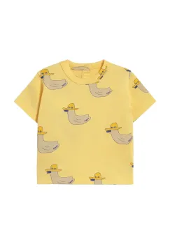 Tinycottons tricou din bumbac pentru bebelusi DUCKS BABY TEE culoarea galben, cu imprimeu, SS25-013 imagine
