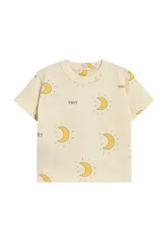Tinycottons tricou din bumbac pentru bebelusi MIDNIGHT SUN BABY TEE culoarea bej, modelator, SS25-023 imagine