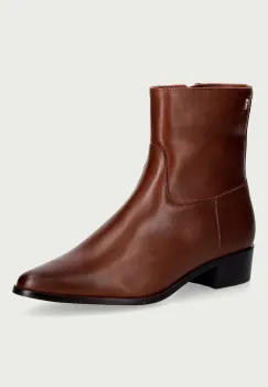 Tommy Hilfiger botine pentru femei din piele LEATHER ANKLE BOOT W ZIP imagine