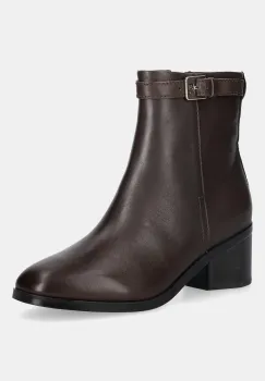 Tommy Hilfiger cizme de piele TH BUCKLE RIDING MID HEEL BOOTIE imagine