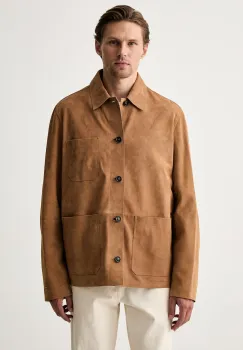 Tommy Hilfiger geaca tip camasa pentru barbati din piele intoarsa imagine
