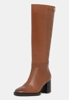 Tommy Hilfiger ghete de piele STACKED HEEL LEATHER LONG BOOT imagine