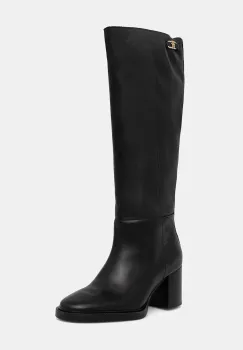 Tommy Hilfiger ghete de piele STACKED HEEL LEATHER LONG BOOT imagine