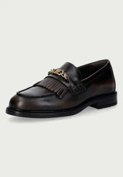 Tommy Hilfiger mocasini pentru femei din piele TH CHAIN FRINGE LEATHER LOAFER imagine