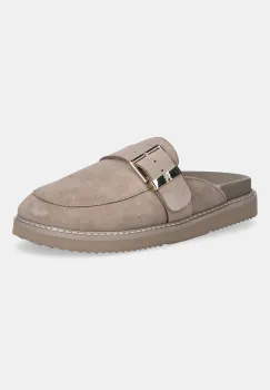 Tommy Hilfiger papuci din piele TH BUCKLE FUR SUEDE MULE imagine