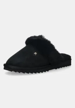 Tommy Hilfiger papuci din piele TH SHEARLING HOUSE SHOE imagine
