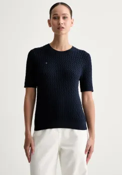 Tommy Hilfiger pulover cu maneca scurta pentru femei, din bumbac imagine
