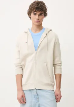 Tommy Jeans bluza barbati, culoarea bej, cu gluga, neted, DM0DM20743 imagine