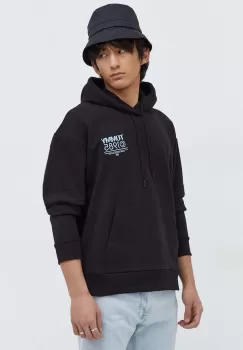 Tommy Jeans bluza barbati, culoarea negru, cu gluga, cu imprimeu imagine