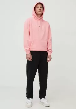 Tommy Jeans bluza barbati, culoarea roz, cu gluga, cu imprimeu imagine
