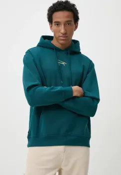 Tommy Jeans bluza barbati, culoarea verde, cu gluga, cu imprimeu, DM0DM20507 imagine