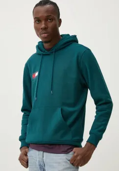 Tommy Jeans bluza barbati, culoarea verde, cu gluga, cu imprimeu, DM0DM20738 imagine