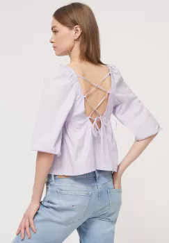 Tommy Jeans bluza din bumbac femei, culoarea violet, modelator imagine