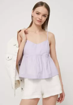 Tommy Jeans bluza din bumbac femei, culoarea violet, neted imagine