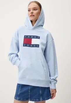 Tommy Jeans bluza femei, cu gluga, cu imprimeu, DW0DW19047 imagine