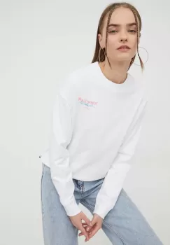 Tommy Jeans bluza femei, culoarea alb, cu imprimeu imagine