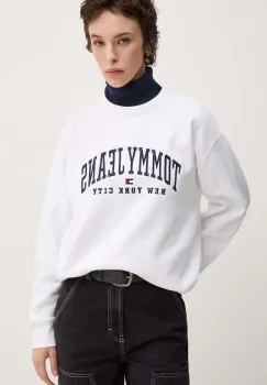 Tommy Jeans bluza femei, culoarea alb, cu imprimeu, DW0DW19824 imagine