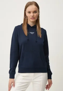 Tommy Jeans bluza femei, culoarea albastru marin, cu gluga, neted, DW0DW19712 imagine