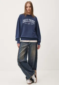 Tommy Jeans bluza femei, culoarea albastru marin, cu imprimeu, DW0DW19824 imagine