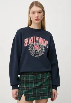 Tommy Jeans bluza femei, culoarea albastru marin, cu imprimeu, DW0DW20211 imagine