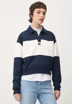Tommy Jeans bluza femei, culoarea albastru marin, modelator, DW0DW18705 imagine