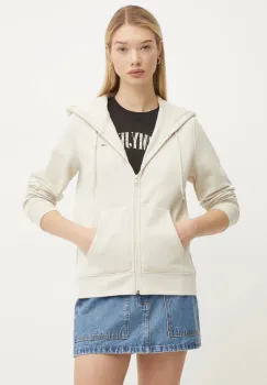 Tommy Jeans bluza femei, culoarea bej, cu gluga, neted, DW0DW19729 imagine
