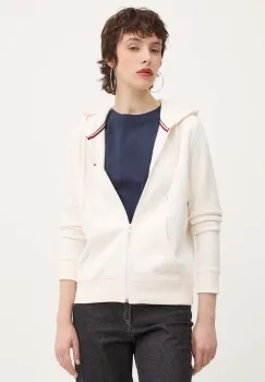 Tommy Jeans bluza femei, culoarea bej, cu gluga, neted, DW0DW19729 imagine