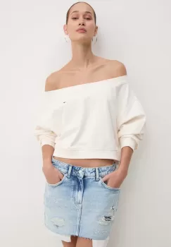 Tommy Jeans bluza femei, culoarea bej, neted imagine
