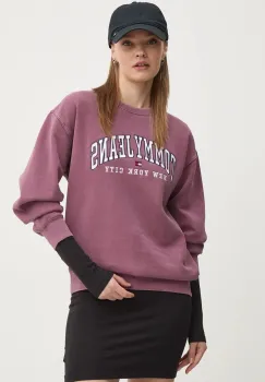Tommy Jeans bluza femei, culoarea bordo, cu imprimeu, DW0DW19824 imagine
