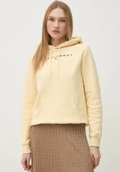 Tommy Jeans bluza femei, culoarea galben, cu gluga, cu imprimeu, DW0DW17324 imagine