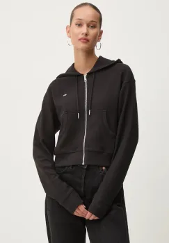 Tommy Jeans bluza femei, culoarea negru, cu gluga, neted, DW0DW18763 imagine