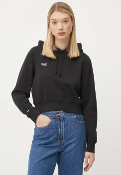 Tommy Jeans bluza femei, culoarea negru, cu gluga, uni, DW0DW19908 imagine