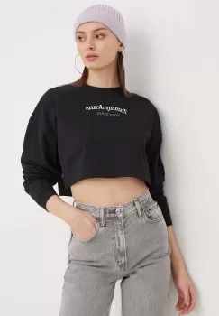 Tommy Jeans bluza femei, culoarea negru, cu imprimeu imagine