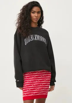 Tommy Jeans bluza femei, culoarea negru, cu imprimeu, DW0DW20172 imagine