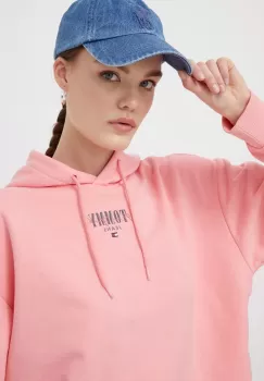 Tommy Jeans bluza femei, culoarea roz, cu gluga, cu imprimeu imagine