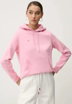 Tommy Jeans bluza femei, culoarea roz, cu gluga, neted, DW0DW19958 imagine
