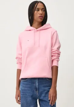 Tommy Jeans bluza femei, culoarea roz, cu gluga, neted, DW0DW19958 imagine