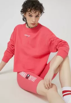 Tommy Jeans bluza femei, culoarea roz, cu imprimeu imagine